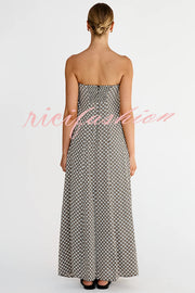 Kesia Printed Off Shoulder Strapless A-line Maxi Dress