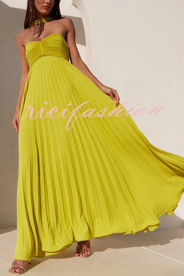 Exquisite Princess Pleated Off Shoulder with Scarf Party Maxi Dress