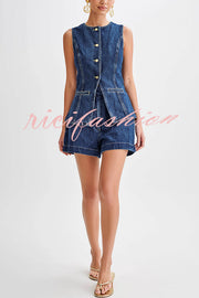 Abel Denim High Waist Relaxed Fit Shorts