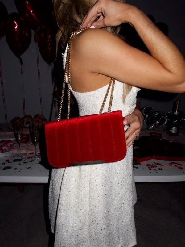 Fashionable Velvet Stylish Chain Simple Crossbody Bag