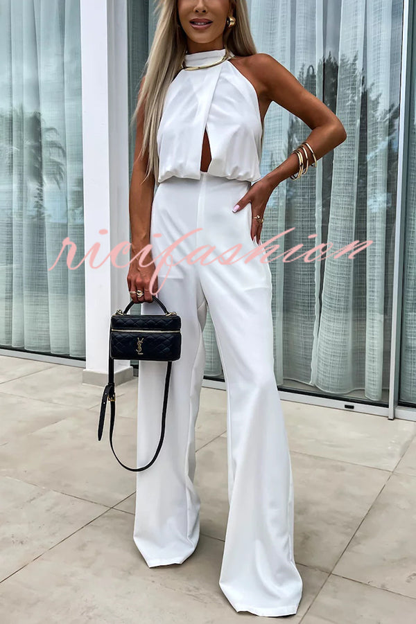 Fashionable Solid Color Sleeveless Hollow Slim Fit Jumpsuit