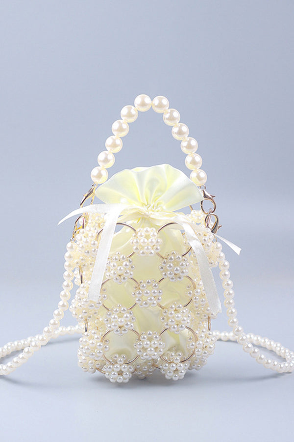 Metal Craft Hand-woven Hollow Pearl Bucket Bag