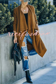 Fireside Pocketed Oversized Drape Neckline Knit Cardigan