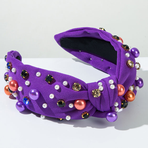 Halloween Fabric Knotted Rhinestone Headband