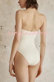 Color Block Patchwork Hollow Metal Decorative Stretch One-piece Swimsuit