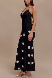 Flowers for Every Occasion Crochet Back Lace-up Maxi Dress