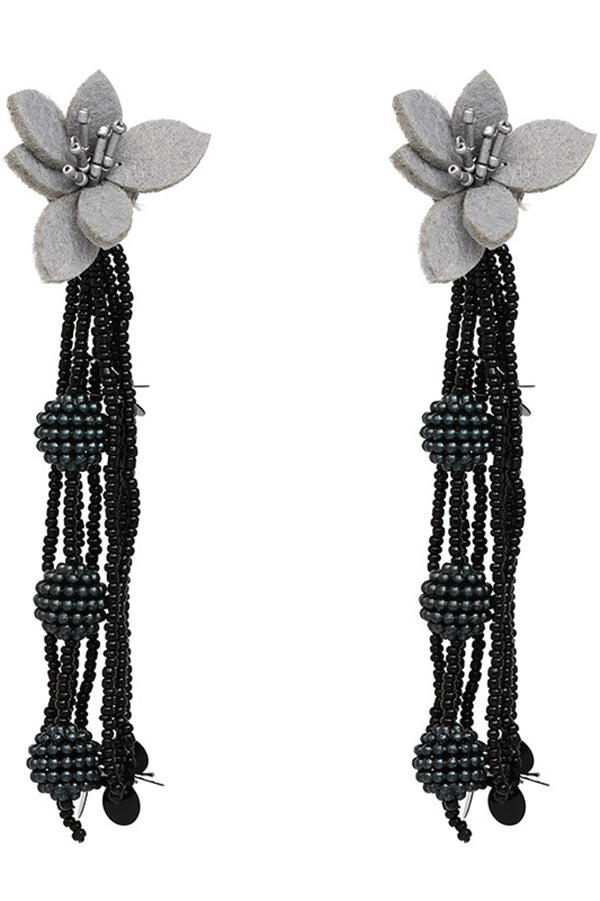 Stylish Floral Tassel Beaded Earrings