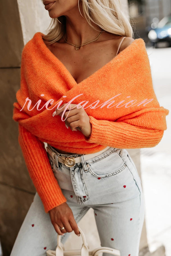 Warm in Two Ways Knit Off Shoulder Relaxed Poncho Sweater