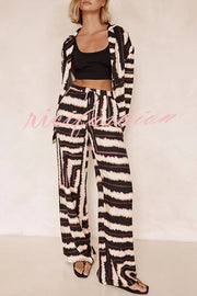 Planning Trips Satin Tie Dye Unique Print Elastic Waist Pocketed Wide Leg Pants