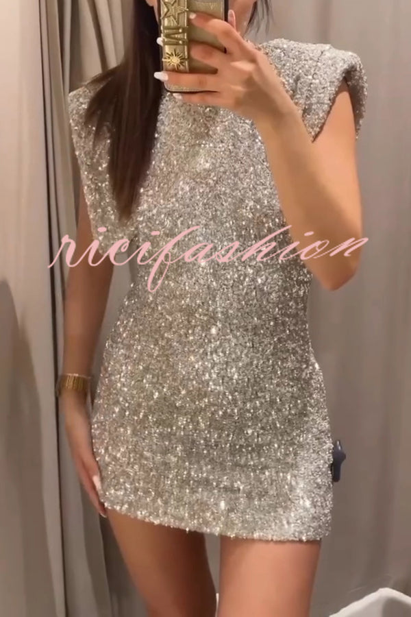 Adorable Sexy Vibes Sequin Wide Sleeve Mini Dress