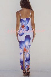 Definitely Memorable Abstract Floral Print Slip Stretch Maxi Dress