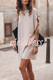 Absolutely Comfortable Cotton Blend Batwing Loose T-shirt Mini Dress