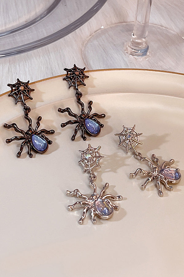 Fashionable Moonstone Dark Spider Earrings