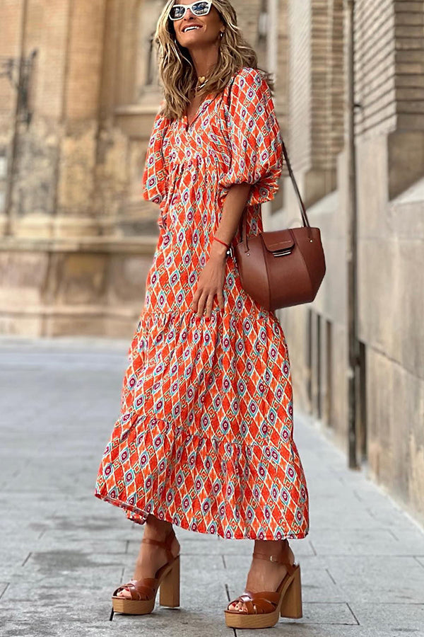 Sending Good Luck Printed Relaxed Midi Dress