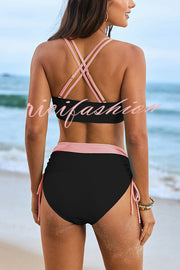 Fashionable High Waist Stretch Bikini Swimsuit