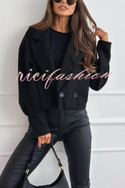 Fashionable Solid Color Lapel Short Blazer