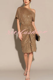 Solid Sequined Elegant Strappy Mini Dress