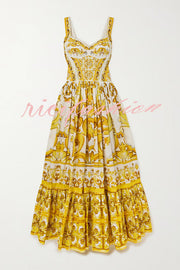 Ready To Dance Palace Print Back Smocked Maxi Dress