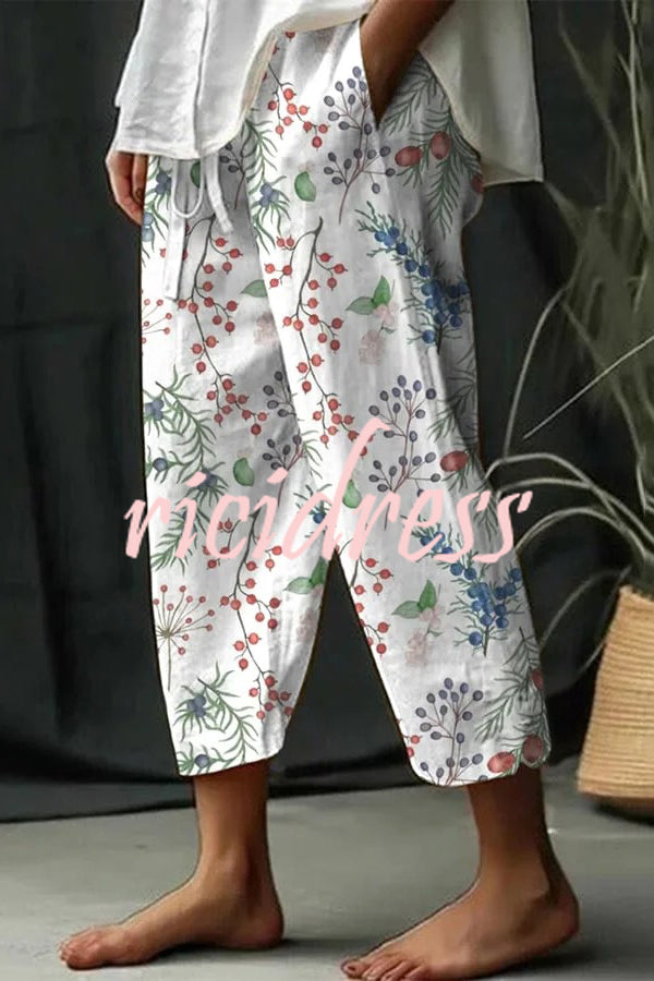 Casual Unique Printed Button Pocket Pants