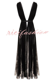 Sexy Muse Semi-sheer Tulle Fabric Fixed Back Tie-up Maxi Dress