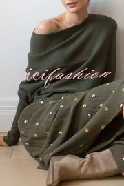 Solid Color Round Neck Long Sleeve Loose Knitted Sweater