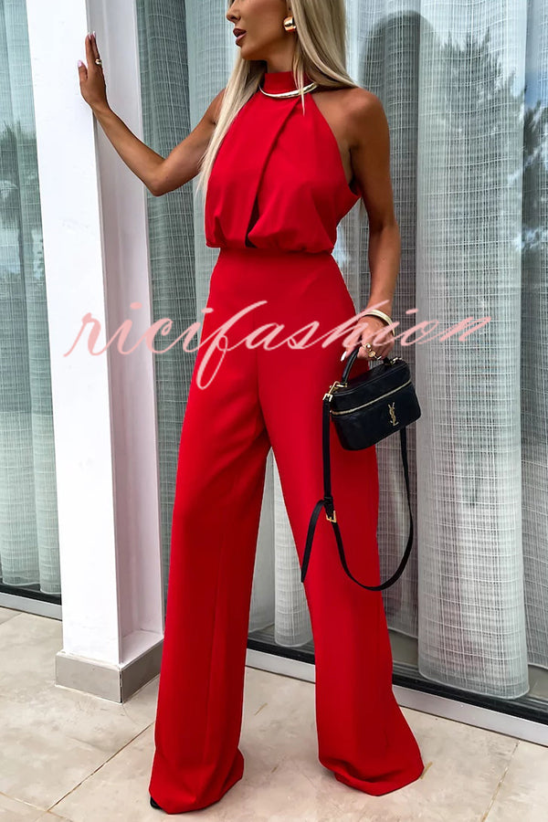 Fashionable Solid Color Sleeveless Hollow Slim Fit Jumpsuit