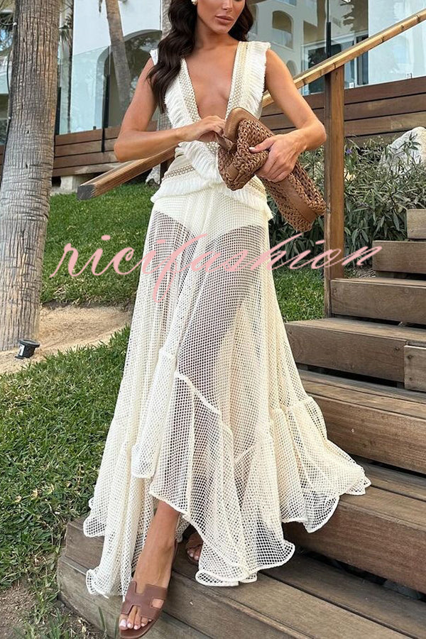 Sexy See-through Mesh Lace Resort Beach Skirt