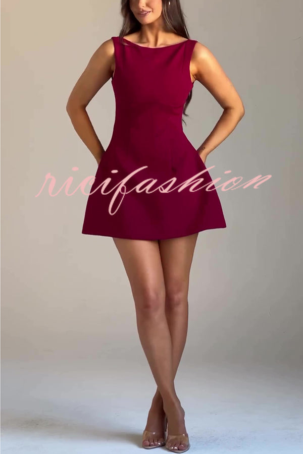 Cosmopolitan Chic High Neck Scoop Back Bubble-shaped Mini Dress