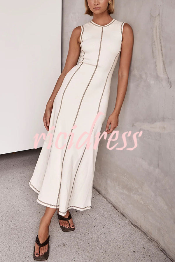 Balance Beauty and Comfort Ribbed Contrast Detail Stretch Maxi Dress