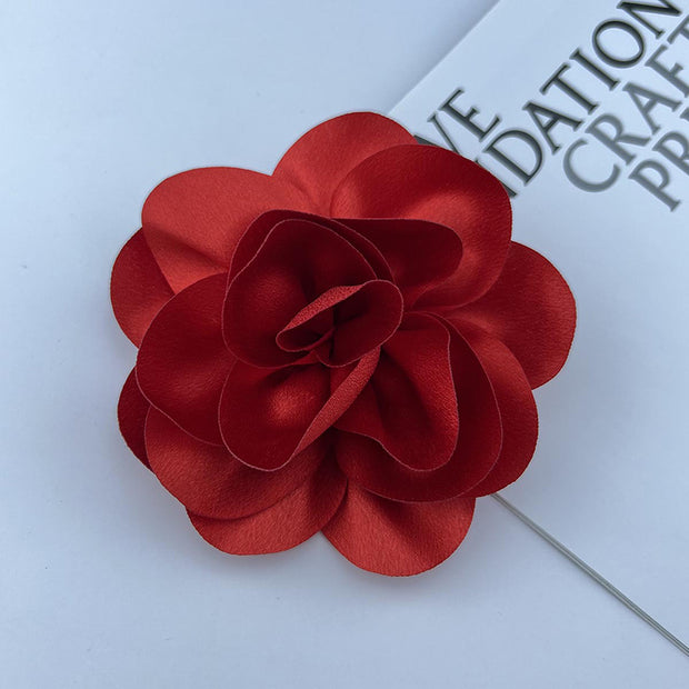 Satin Fabric Flower All-match Brooch