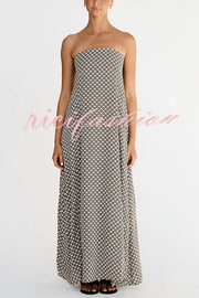 Kesia Printed Off Shoulder Strapless A-line Maxi Dress