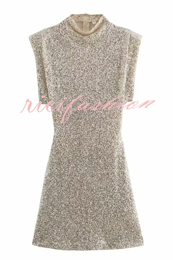 Adorable Sexy Vibes Sequin Wide Sleeve Mini Dress