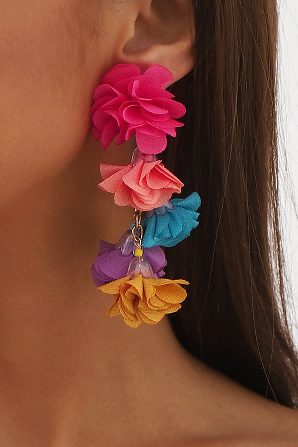 Bohemian Ethnic Style Colorful Flower Tassel Earrings