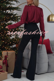 Elegant and Flexible High Rise Ruched Waist Stretch Flare Pants