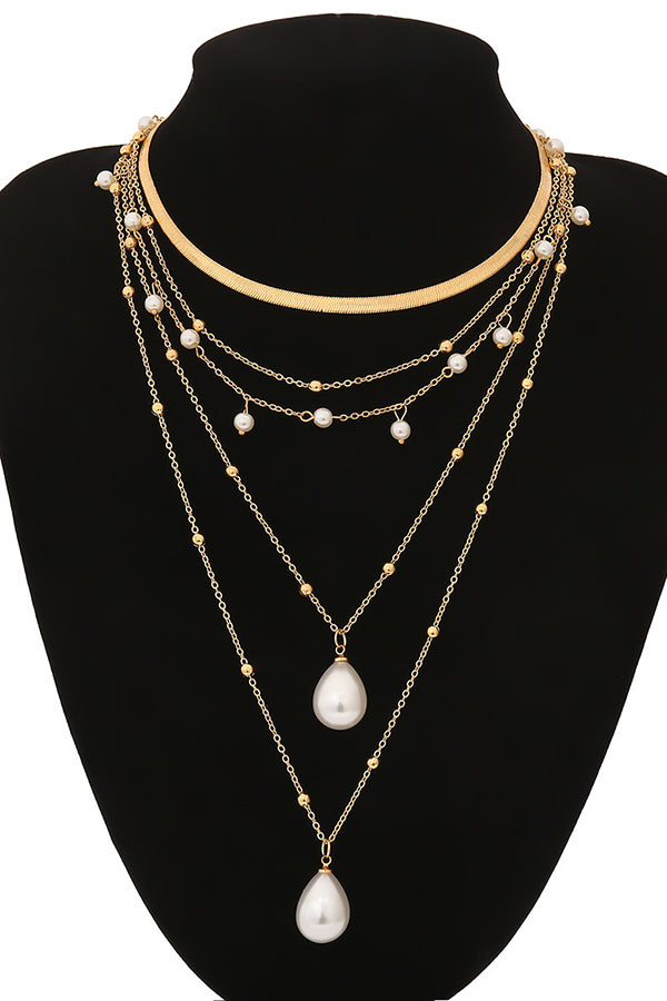 Vintage Chain Imitation Pearl Necklace