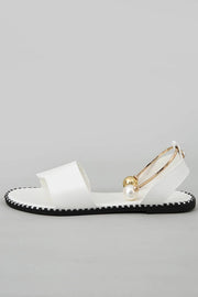 Summer Simple Flat Bottom Pearl Buckle Roman Sandals