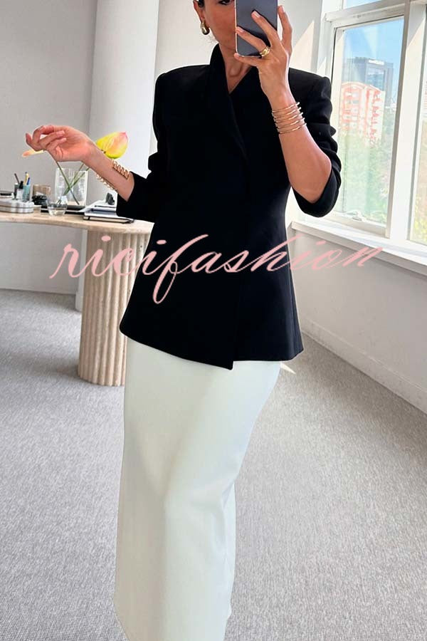 Fashionable Leader One Button Stand Collar Long Sleeve Blazer Jacket