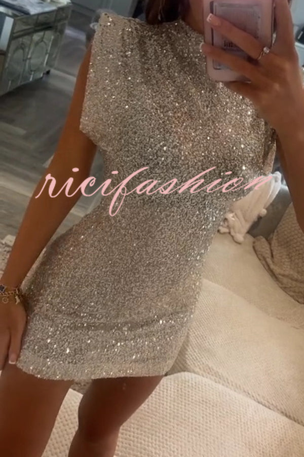 Adorable Sexy Vibes Sequin Wide Sleeve Mini Dress