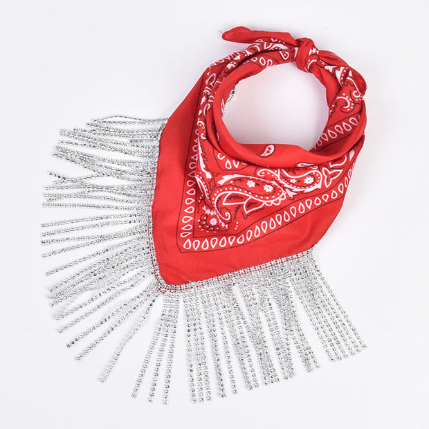 British Retro Diamond Tassel Square Scarf