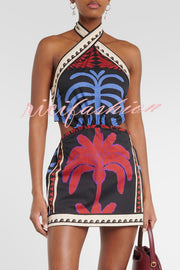 Unique Printed Sexy Halterneck Resort Beach Mini Dress