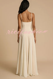 Timeless Elegance Panelled Tulle A-line Slip Maxi Dress