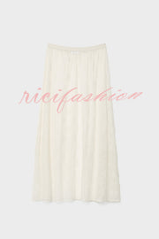 Elegant Casual Feeling Floral Lace Elastic Waist Maxi Skirt