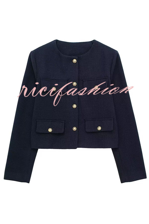 Stylish Buttoned Long Sleeve Casual Pocket Blazer