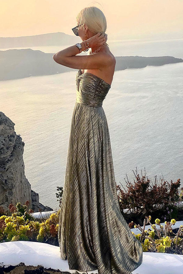 Shimmer Please Off Shoulder Maxi Dress