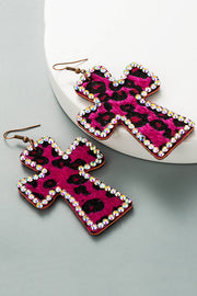 Exaggerated Cross Personality Leopard Print Earrings