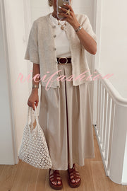 Solid Color Casual Buttoned Loose Knitted Cardigan