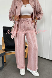 Easy on Me Metallic Fabric Elastic Waist Pocketed Wide Leg Pants