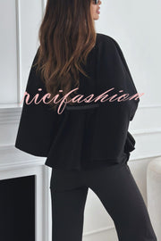 Elegant Moment Woolen Button Turtleneck Belted Oversized Cape