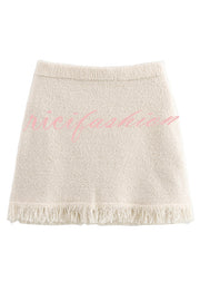 Solid Elastic Waist Knit Mini Skirt