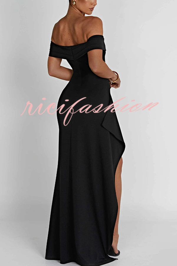 Sexy Lady Off Shoulder High Slit Maxi Dress